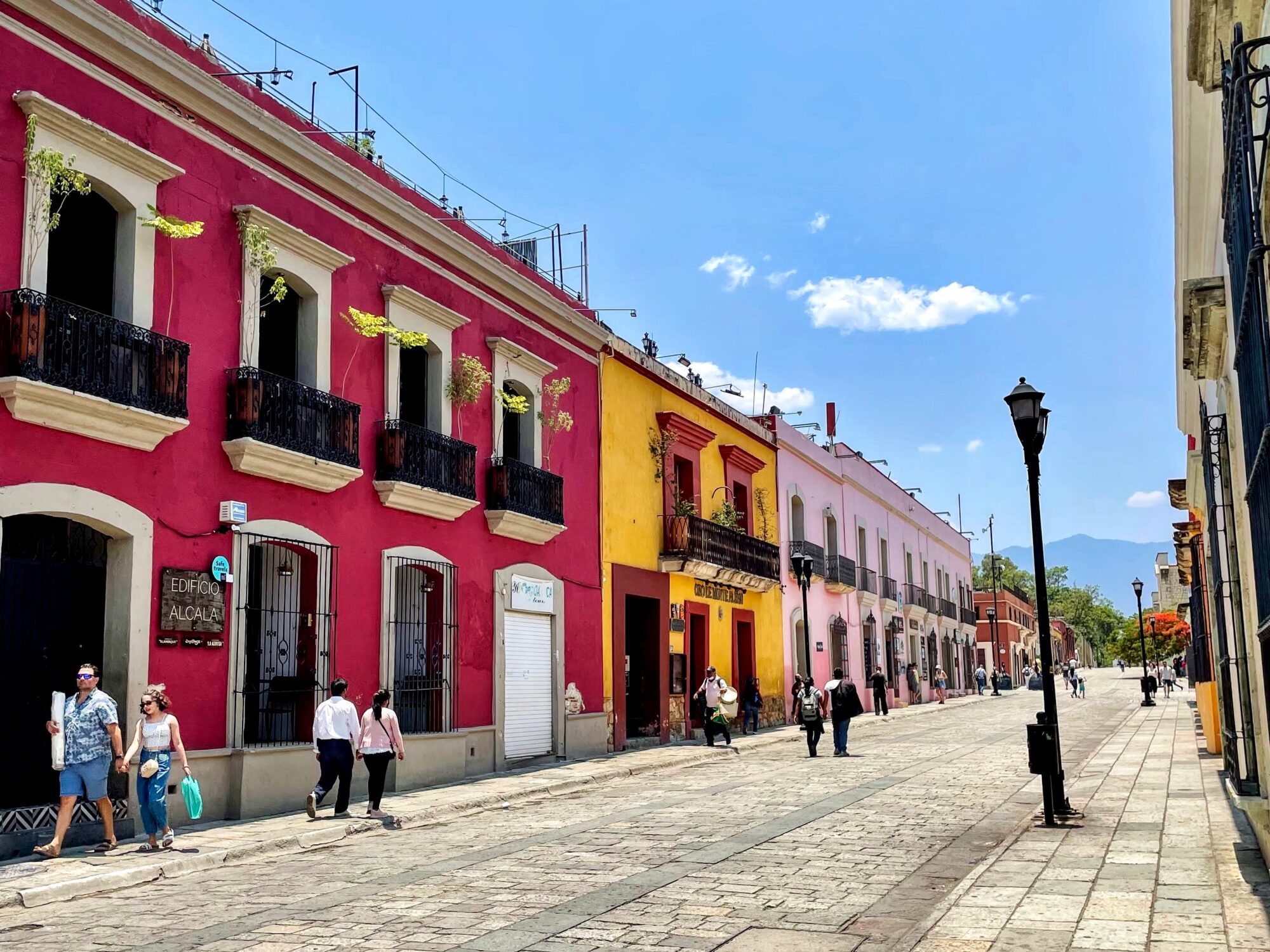 Calle Macedonio Alcala lined with colorful buildings in Oaxaca, Mexico