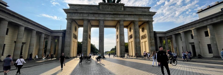 Brandenburg Gate in Berlin, Germany at sunset