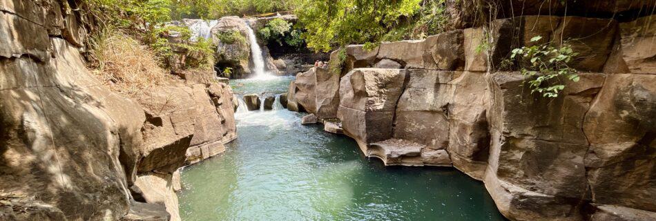 Salto de Malacatiupan hot spring waterfall in Santa Ana, El Salvador